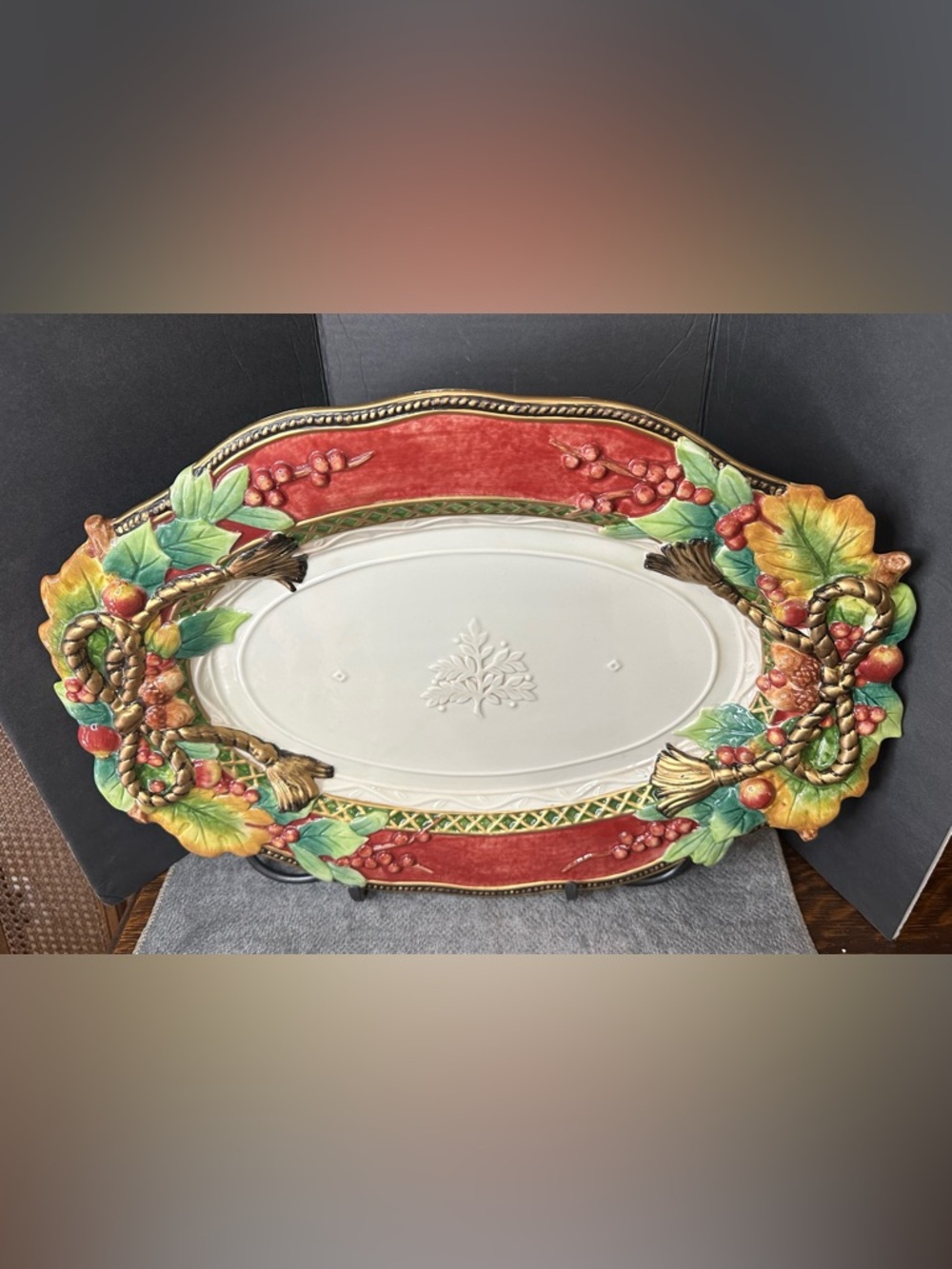 Fitz & Floyd Holiday Solstice Sculpted Serving Platter